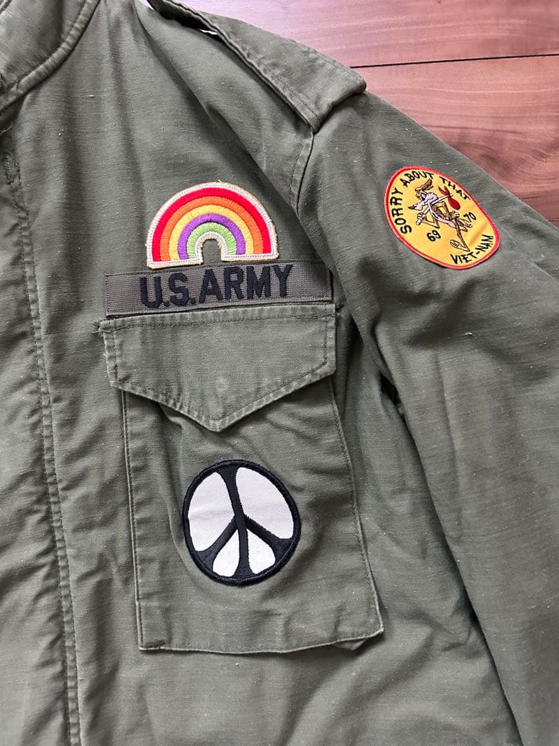 M-65 フィールドジャケット　実物　ヒッピー風カスタム
