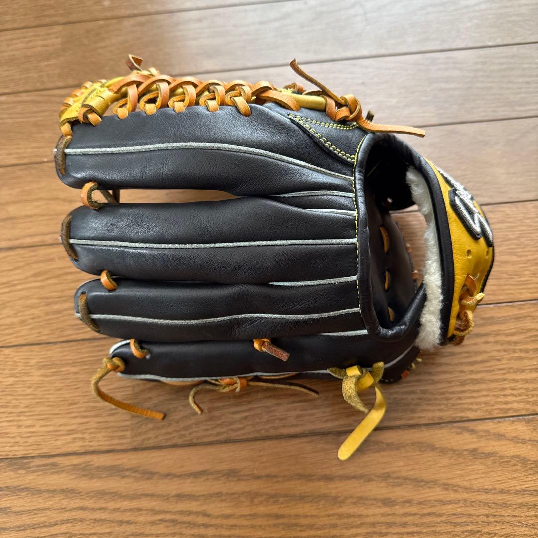 スラッガー 軟式野球グローブ 黒/黄 本革