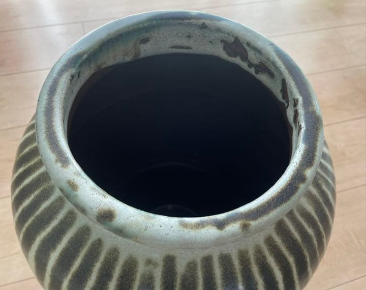 信楽焼 すだれ茶壺 すいか壺 骨董アンティーク