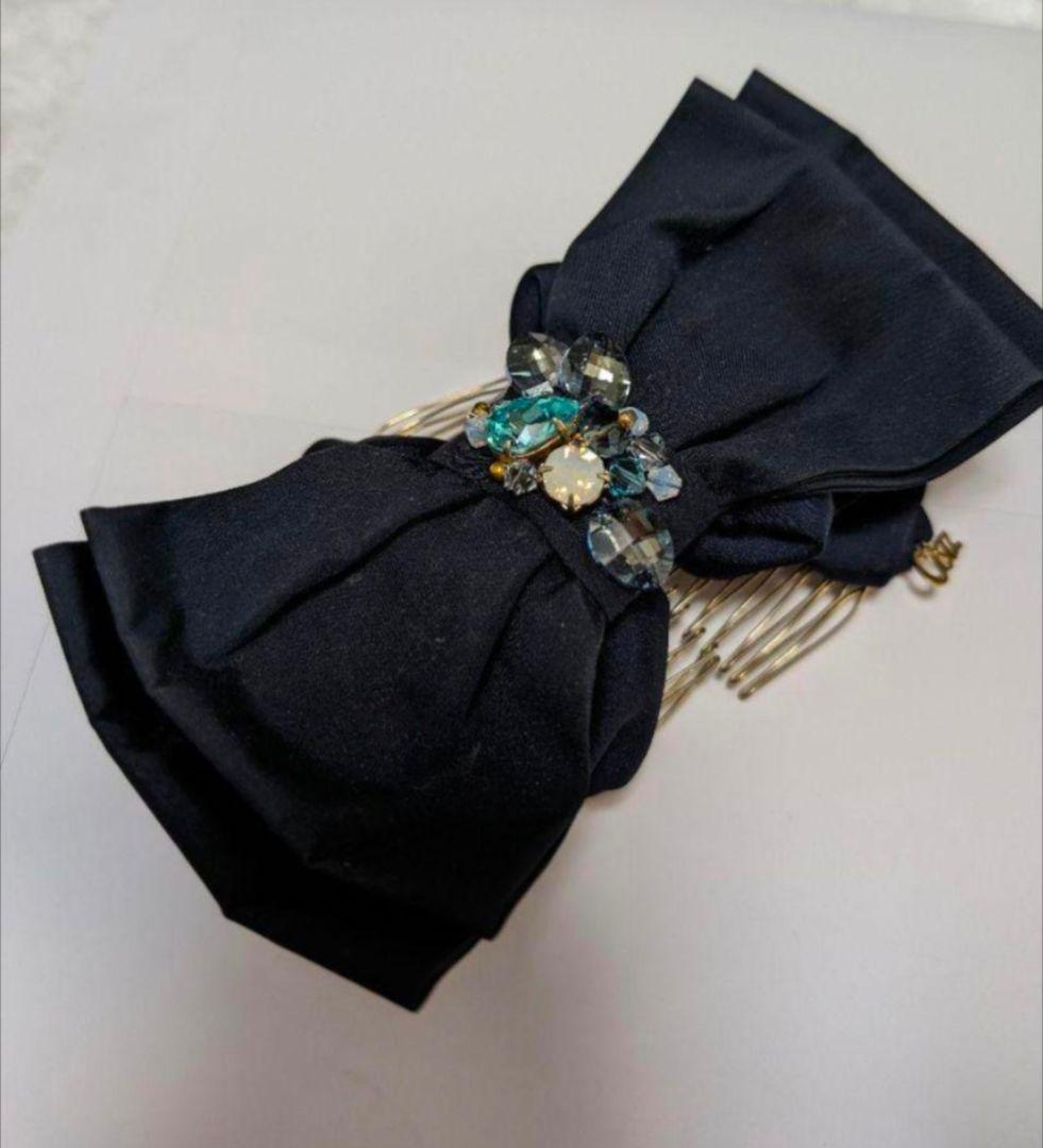 コンプレックスビズ　ネイビー ヘアコーム ビジュー付き