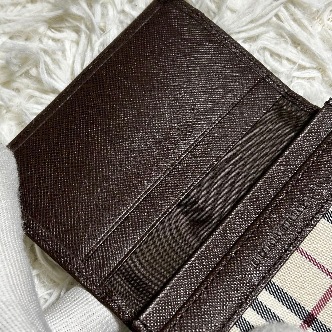 未使用✨　バーバリー　名刺入れ　パスケース　ノバチェック　キャンバス　ブラウン
