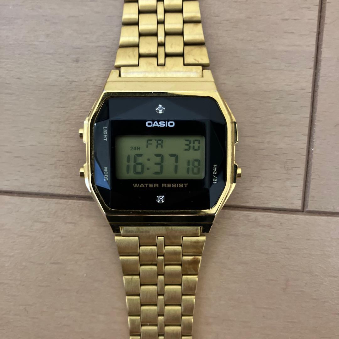 ★美品★ CASIO A159WGED-1 チプカシ＆天然ダイヤモンド