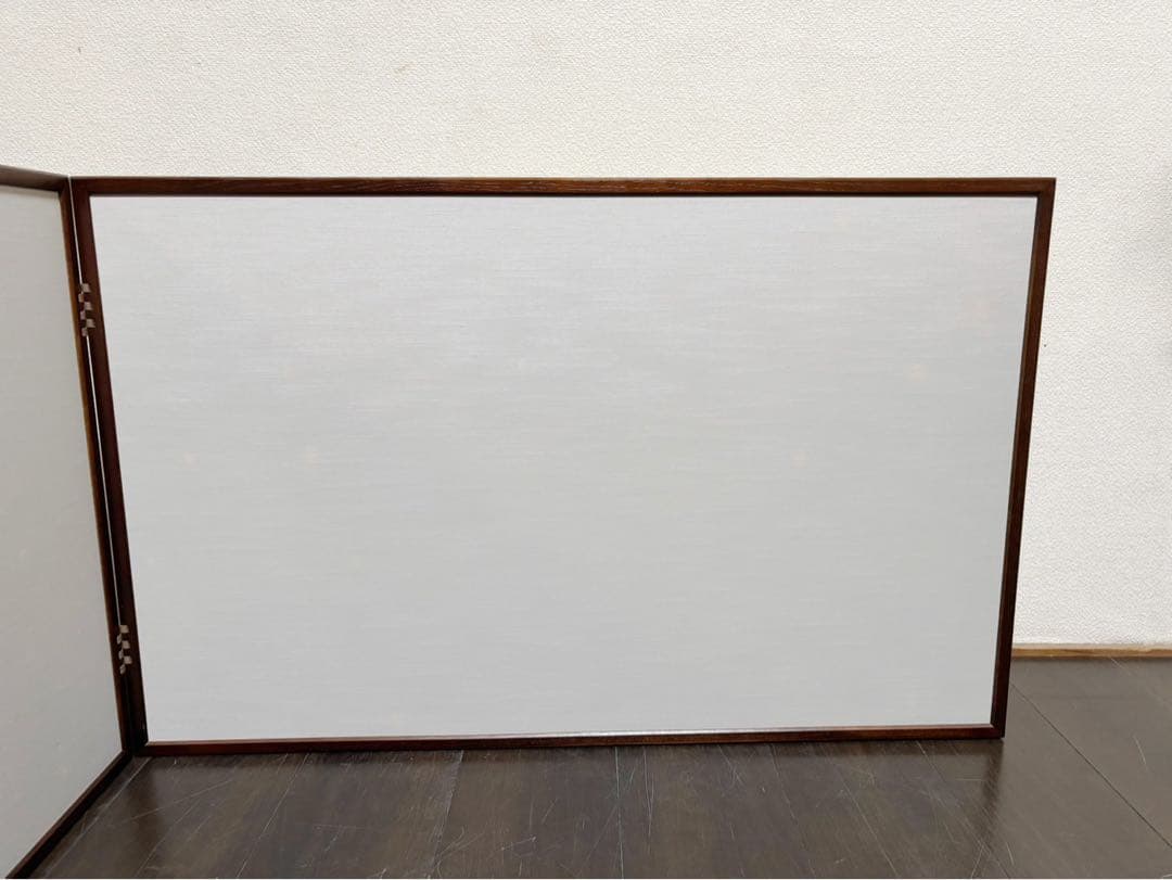 ほぼ未使用 茶道具 女桑 無地 風炉先屏風 両面使い 炉風炉兼用 二つ折り 紙箱