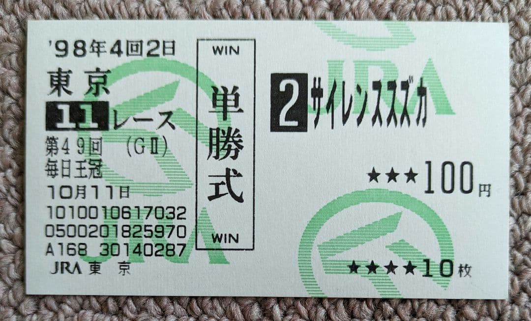 第49回 毎日王冠　優勝馬サイレンススズカ馬券、ぬいぐるみ等セット