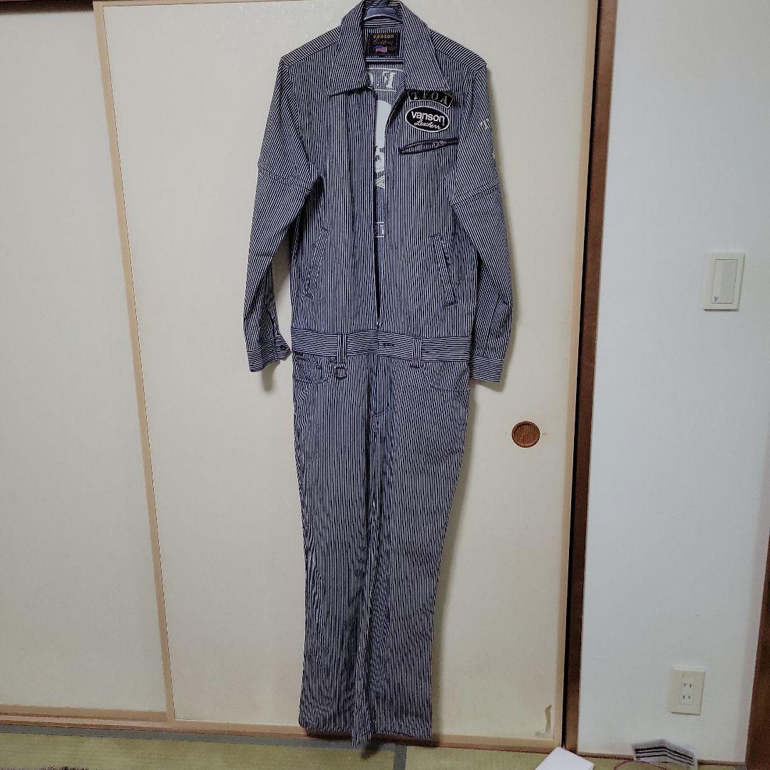 VANSON ストライプ オーバーオール