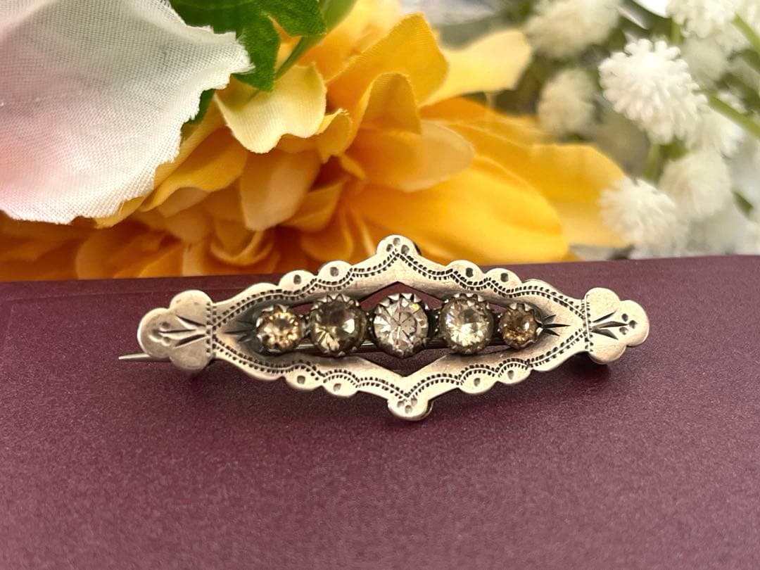 ★現品限り★ 英国 ヴィクトリアン ブローチ 純銀 シルバー 1860年代
