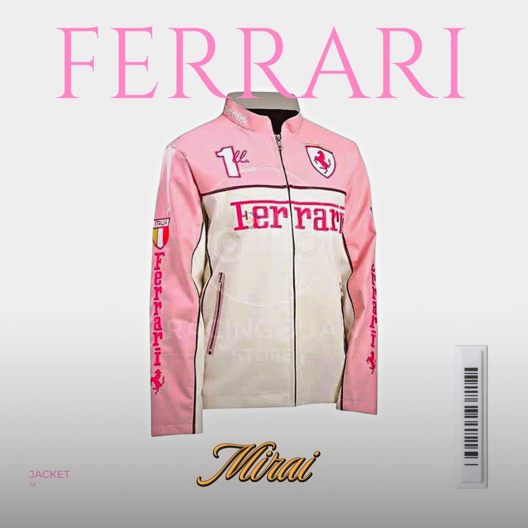 Ferrari フェラーリ レザージャケット 未使用 M ピンク×ホワイト