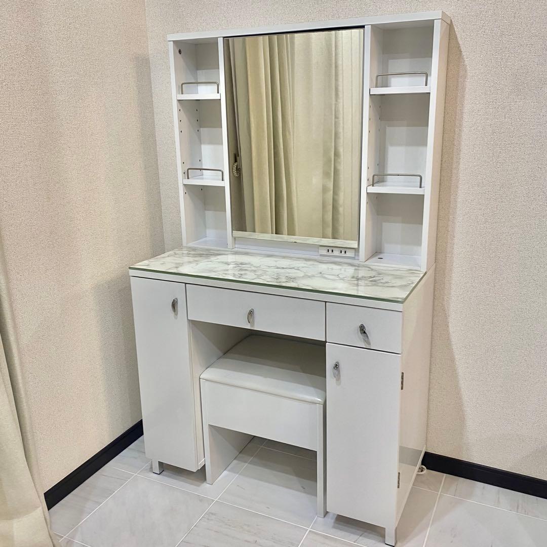 ニトリ 両袖ドレッサー コナ コスメ収納 白 ドレッサー（※イス別売り）