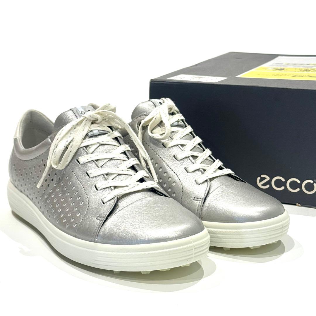 ゴルフシューズECCO CASUAL HYBRIDシルバーレディース23.5㎝