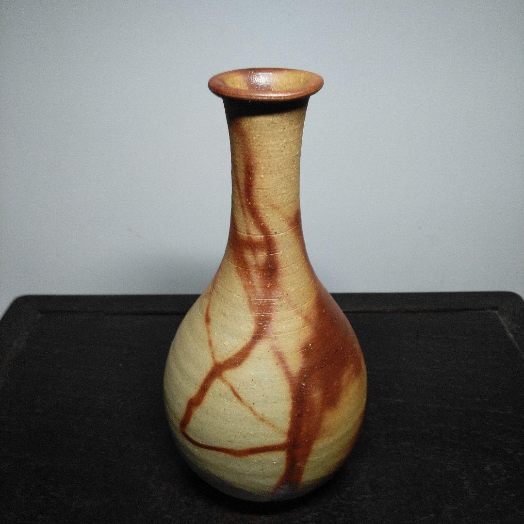 NO620 備前焼　花瓶　火襷　陶印アリ