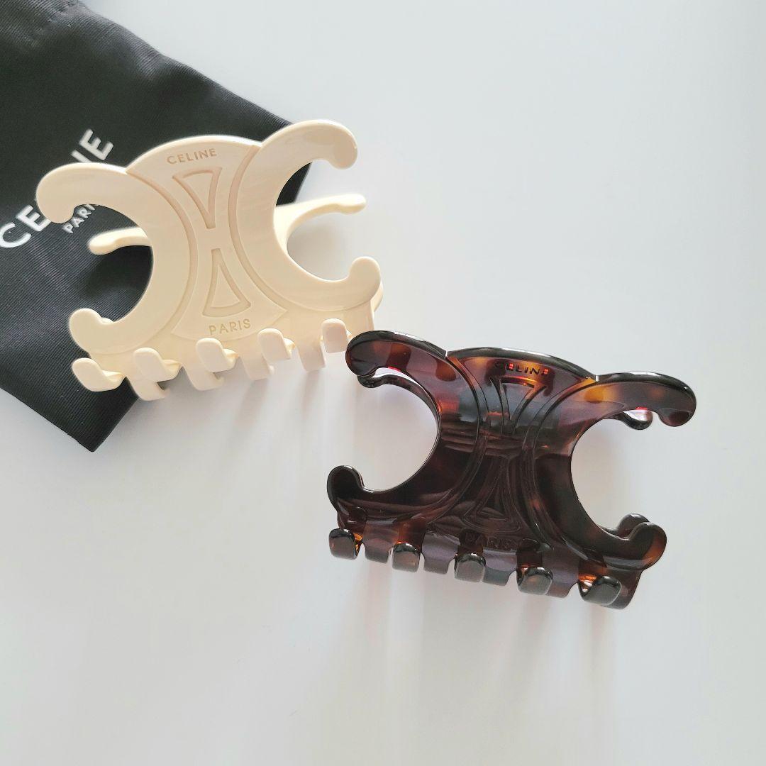 【新品未使用】CELINE/セリーヌ トリオンフ ヘアクリップ ダークハバナ
