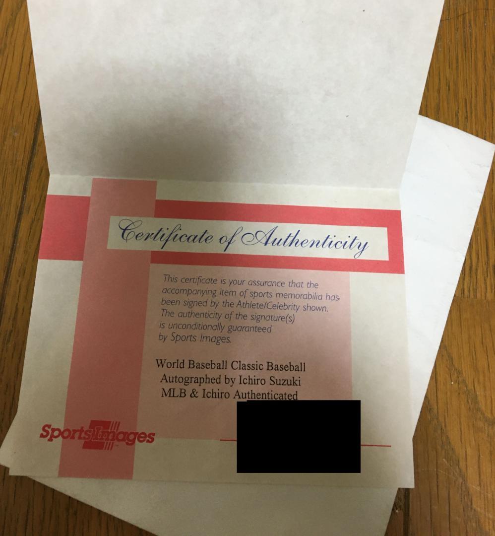 【希少】第一回WBC・イチロー直筆サインボール（証明書＋専用ケースつき）