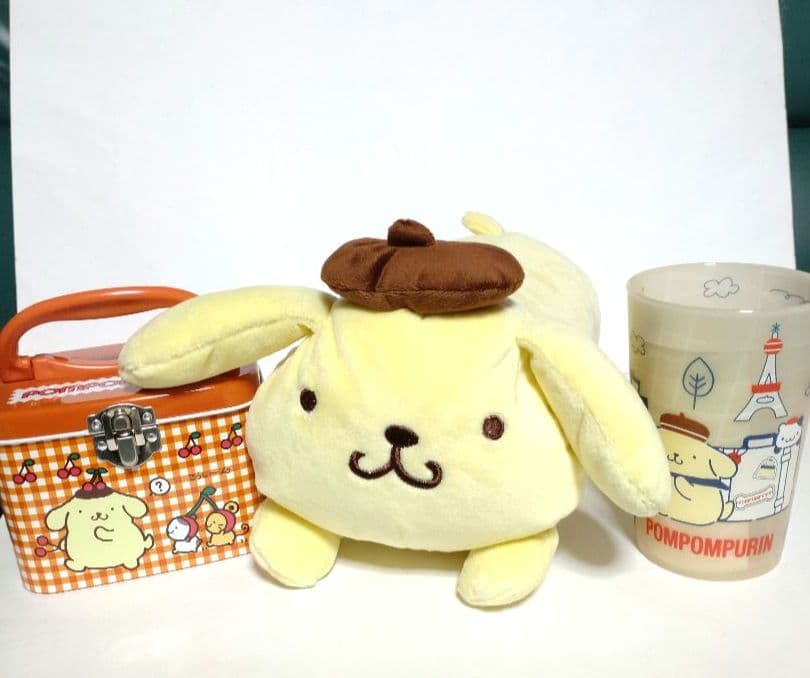 未使用❗️ポムポムプリン 2wayクッション ぬいぐるみ カップ 缶 平成レトロ