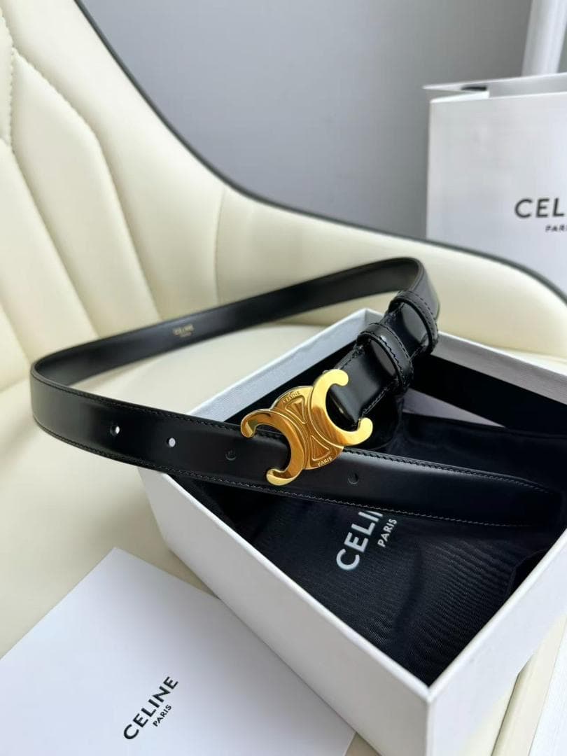 セリーヌ ベルト celine レディース 黒 ゴールドロゴ