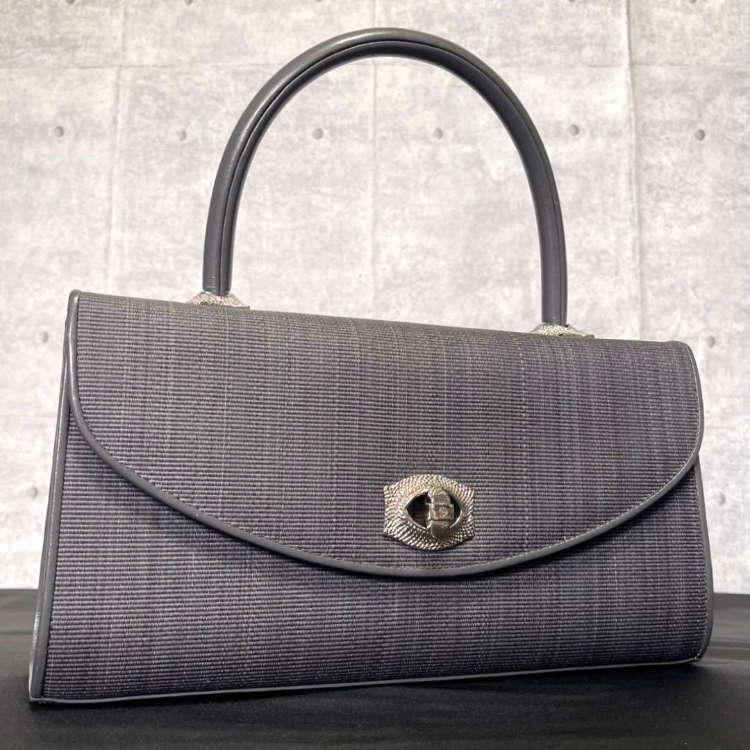 専用品COMTESSE ホースヘア×レザー グレー ハンドバッグ定価46万