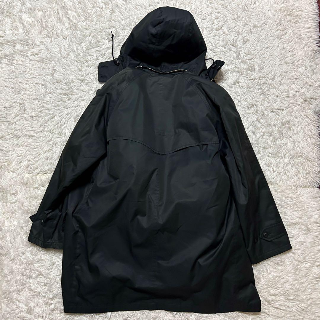 【LL】バーバリーロンドン フーデッドコート ダウンライナー ノバチェック 黒