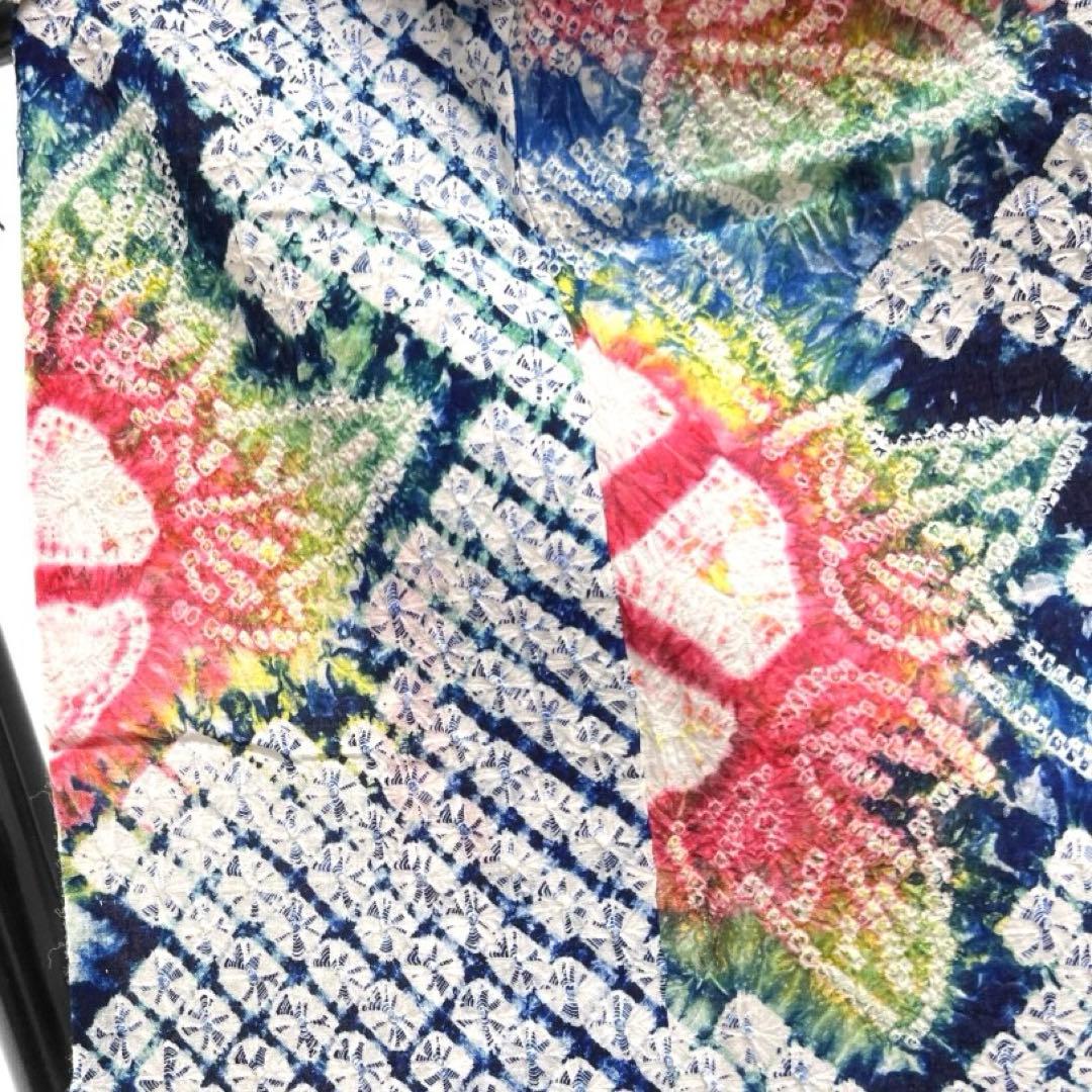 浴衣　有松鳴海絞り　朝顔　ぼかし染め　グラデーション　着物　063a d