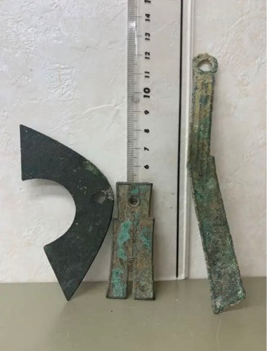 中国漢青銅器お金３点発掘品　骨董アンティーク古美術品　唐物コレクション江戸　青磁