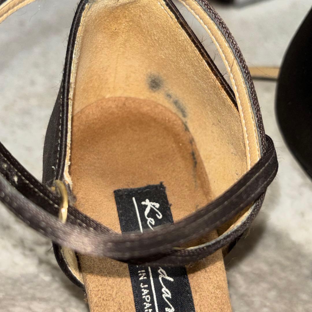 美品　社交ダンス　ラテン　シューズ　サテン　ホワイト　ヒール約7cm 21cm