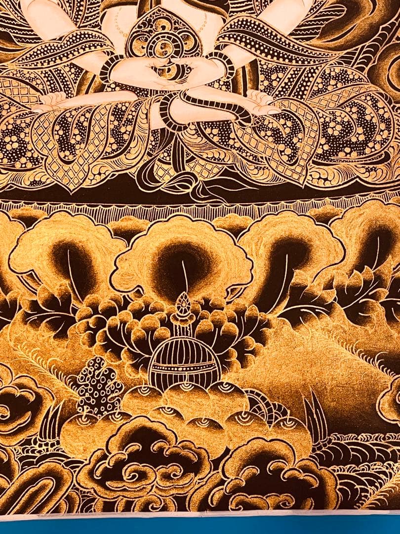 チベット密教 仏画 四面大日如来 ヴァイローチャナ 曼荼羅 手描き 一点物 新品