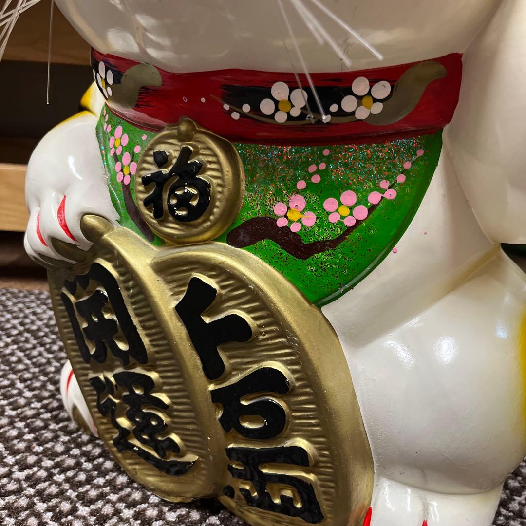 陶器製 縁起担ぎに❣️招き猫 幸運を呼ぶ置物　常滑焼　BIGサイズ　左手上げ