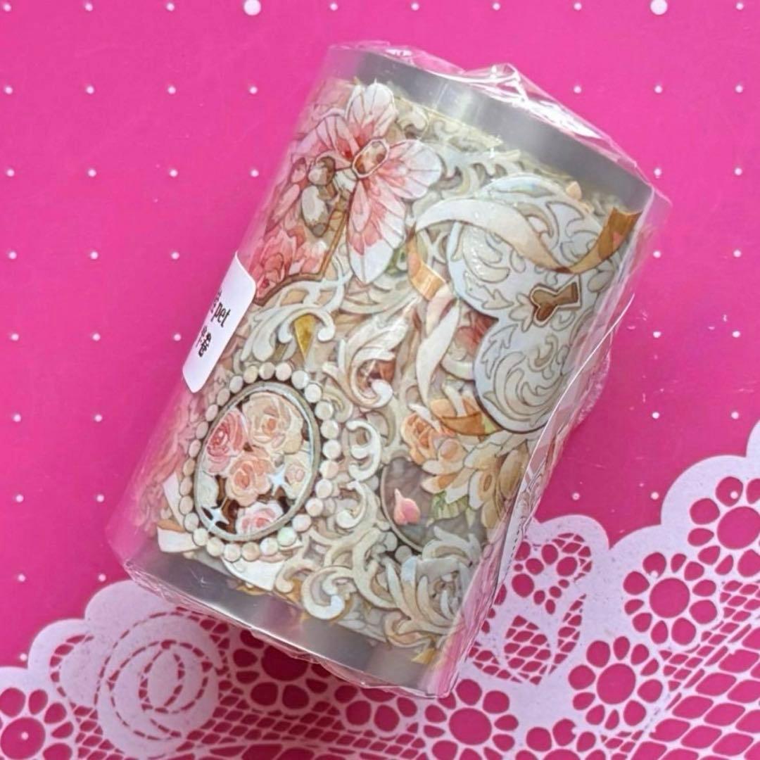 贝壳光 6cm×5m 日落月桂 海外マステ　海外マスキングテープ　花　バラ