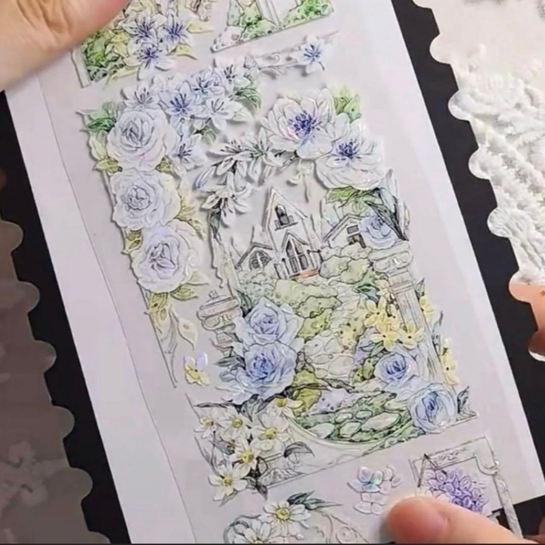 贝壳光 7cm×10m 花溪潺潺 海外マスキングテープ　海外マステ