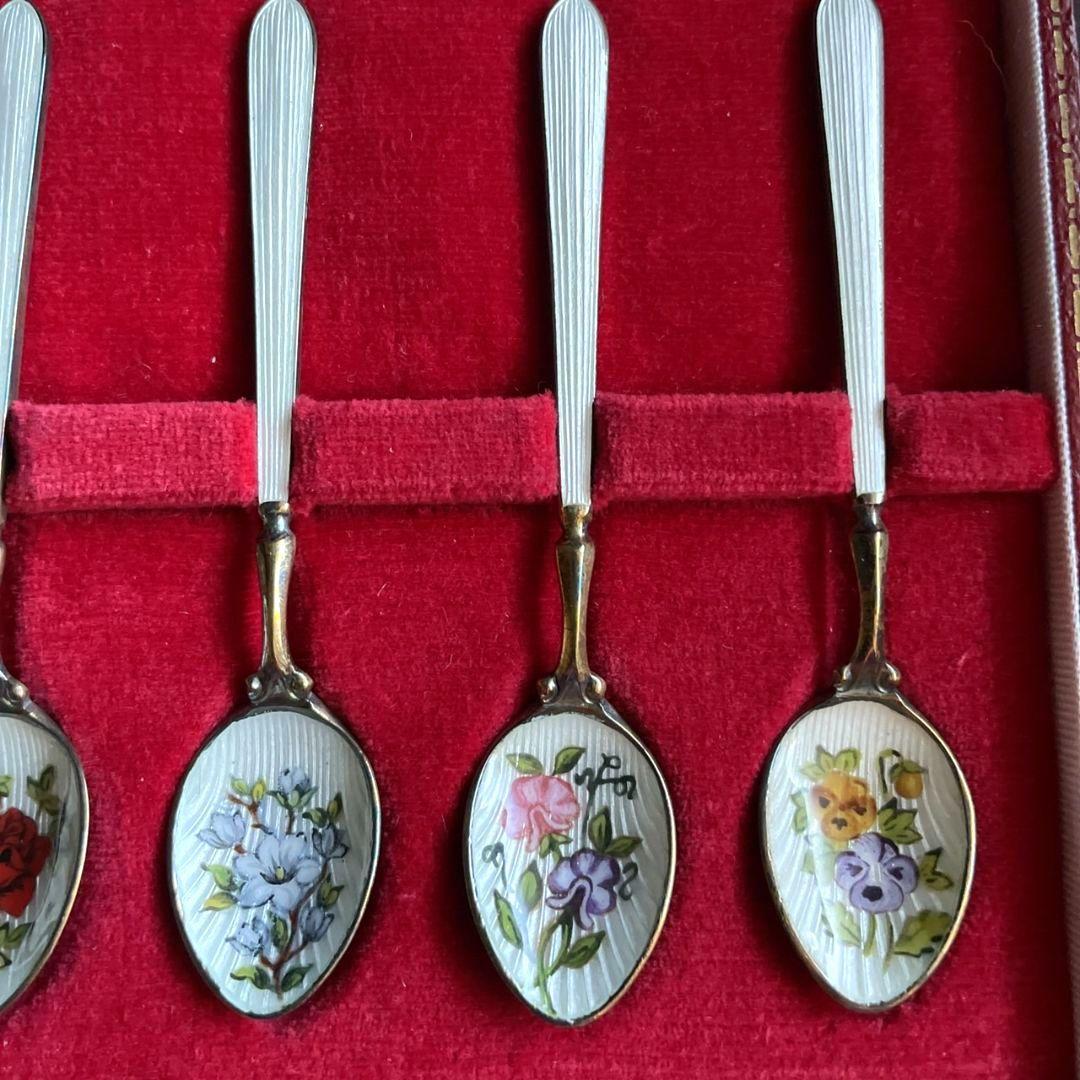 マッピン＆ウェッブ　スターリングシルバー　エナメル　スプーン　6本セット