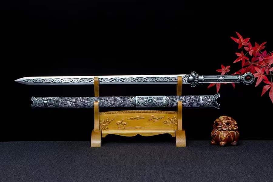 青隠環首幅刃唐剣-高性能マンガン鋼 古兵器 武具　刀装具　日本刀　模造刀 居合刀