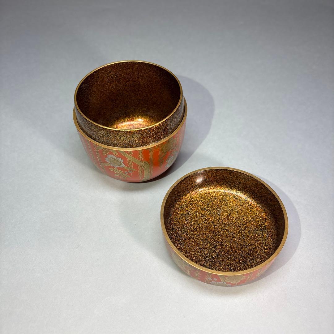 今田北仙　柳桜蒔絵大棗(桐箱入)