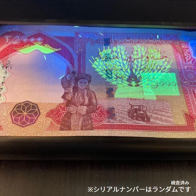 保証書付！！イラク 紙幣 25000 ディナール札 100枚 外貨 紙幣 D-1