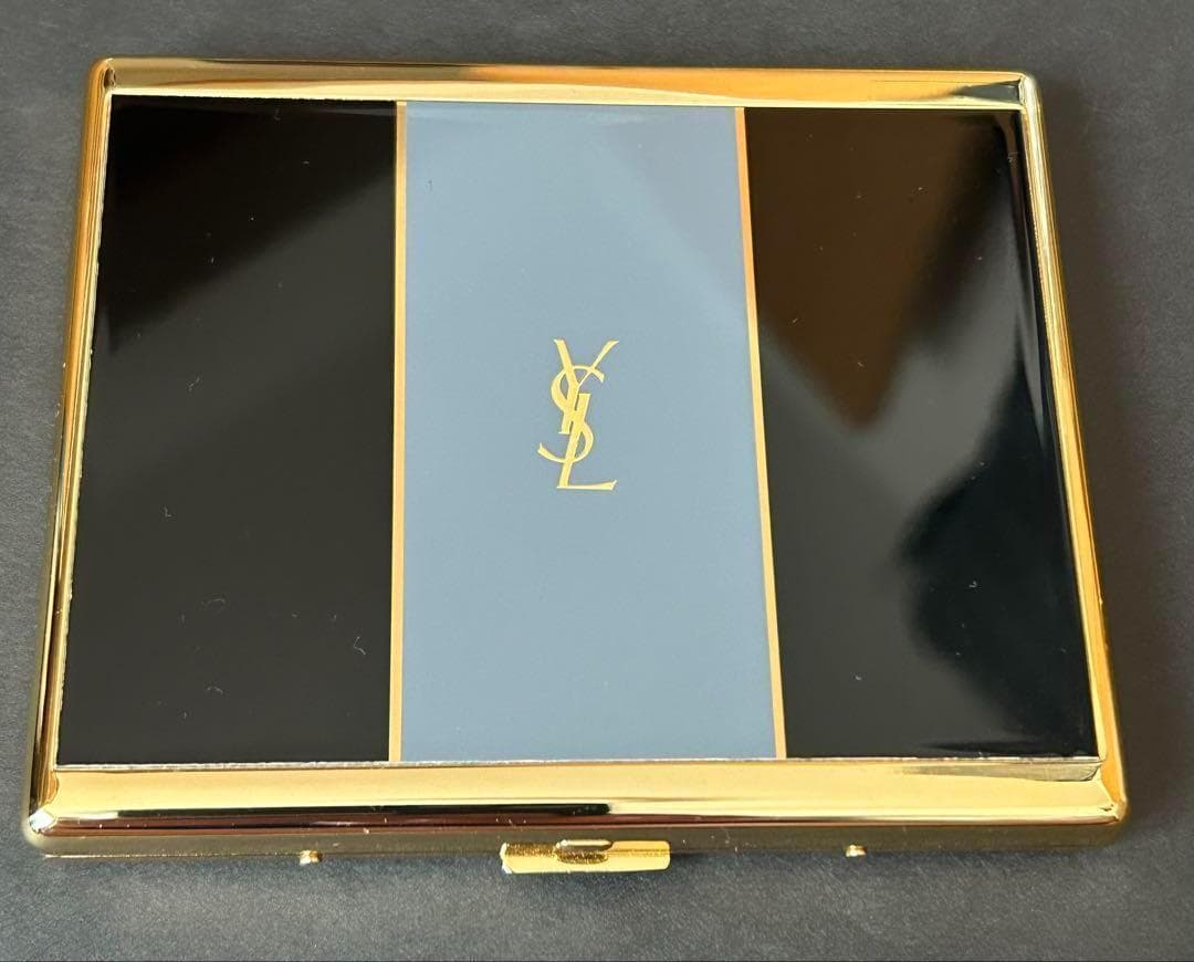 イヴサンローラン シガレットケース＋ライター＋火消 黒金 ロゴ ユニセックス美品
