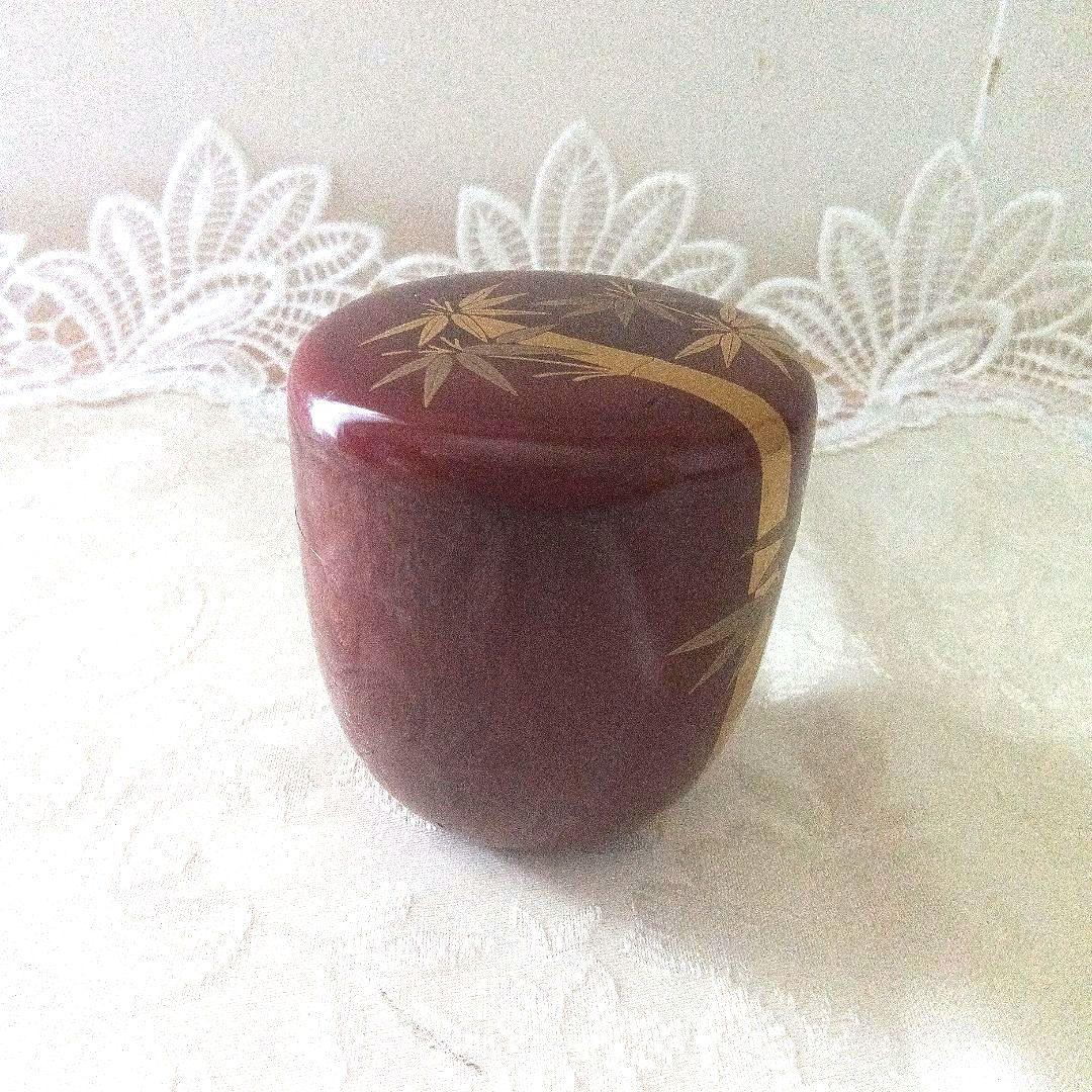 中棗　竹蒔絵　山下泰園作　蒔絵師　共箱　在銘　茶道具