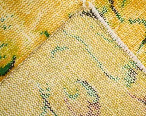 トルコヴィンテージラグ A77 レア イエロー グリーン オーバーダイラグ