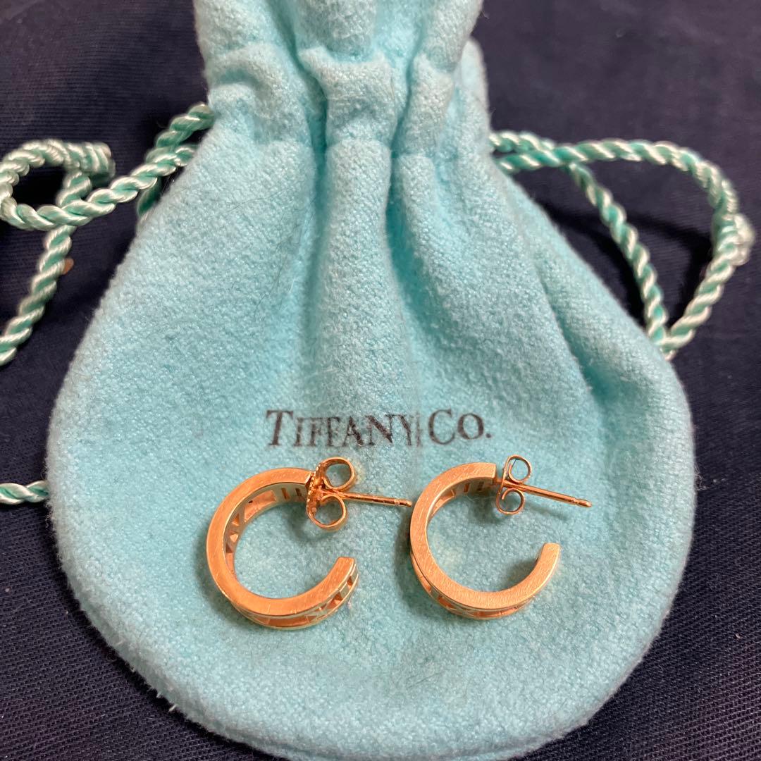 【美品】ティファニー Tiffany&Co. K18YGアトラス フープピアス