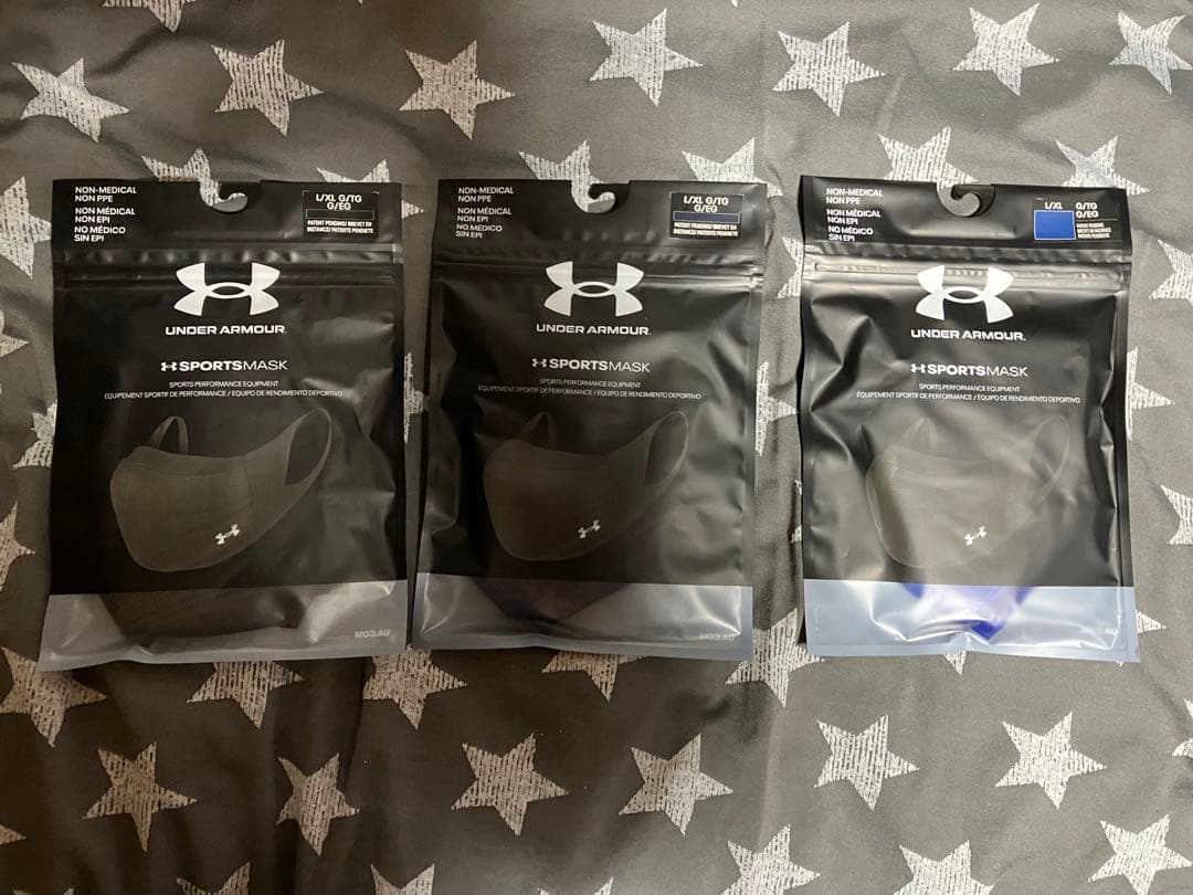 送料込の限界値　アンダーアーマースポーツマスク3点セット黒紺青L/XL新品未使用