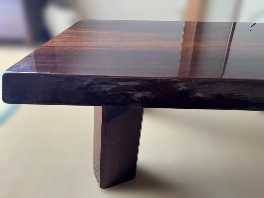 《希少》鈴木家具の天然無垢・高級銘木一枚板座卓（ローテーブル）・光沢仕上げ 和室