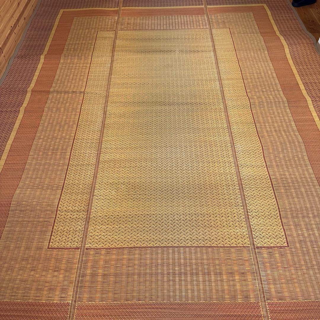 イケヒコ い草 花ござ ラグ カーペット 総色 ワイン 日本製 江戸間6畳