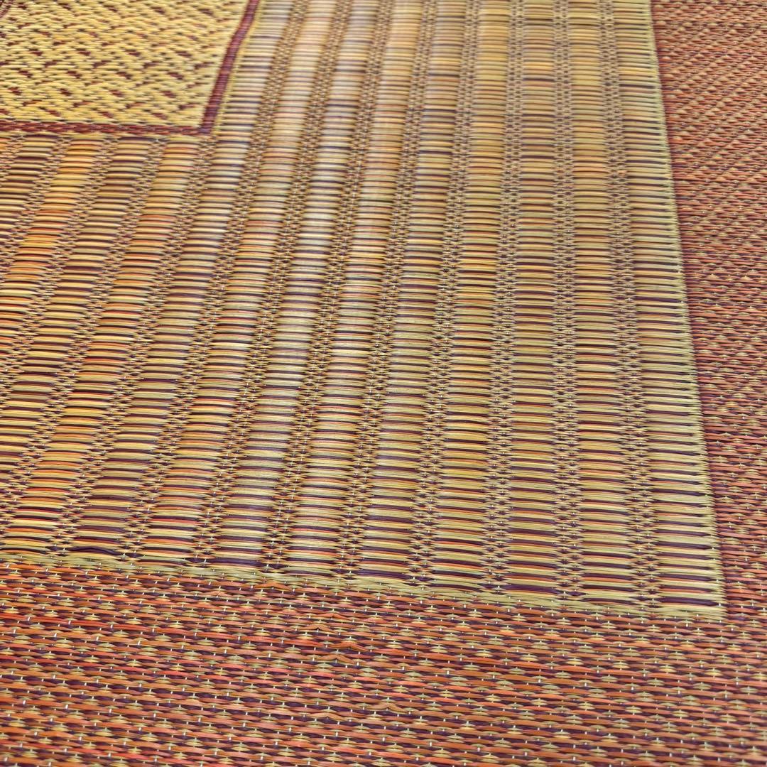 イケヒコ い草 花ござ ラグ カーペット 総色 ワイン 日本製 江戸間6畳