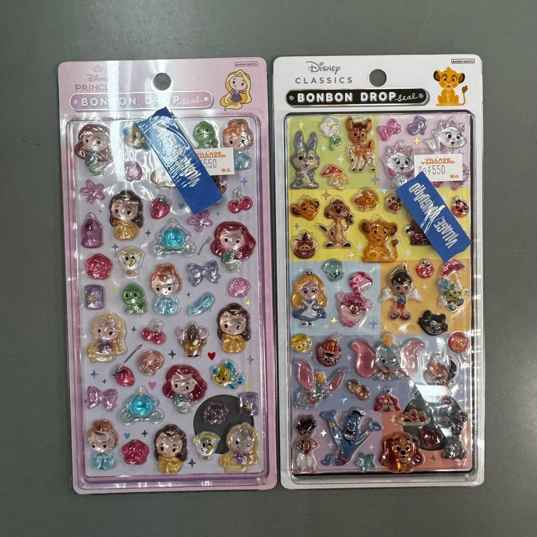 正規品　ディズニープリンセス　クラシック　ボンボンドロップシール　2点