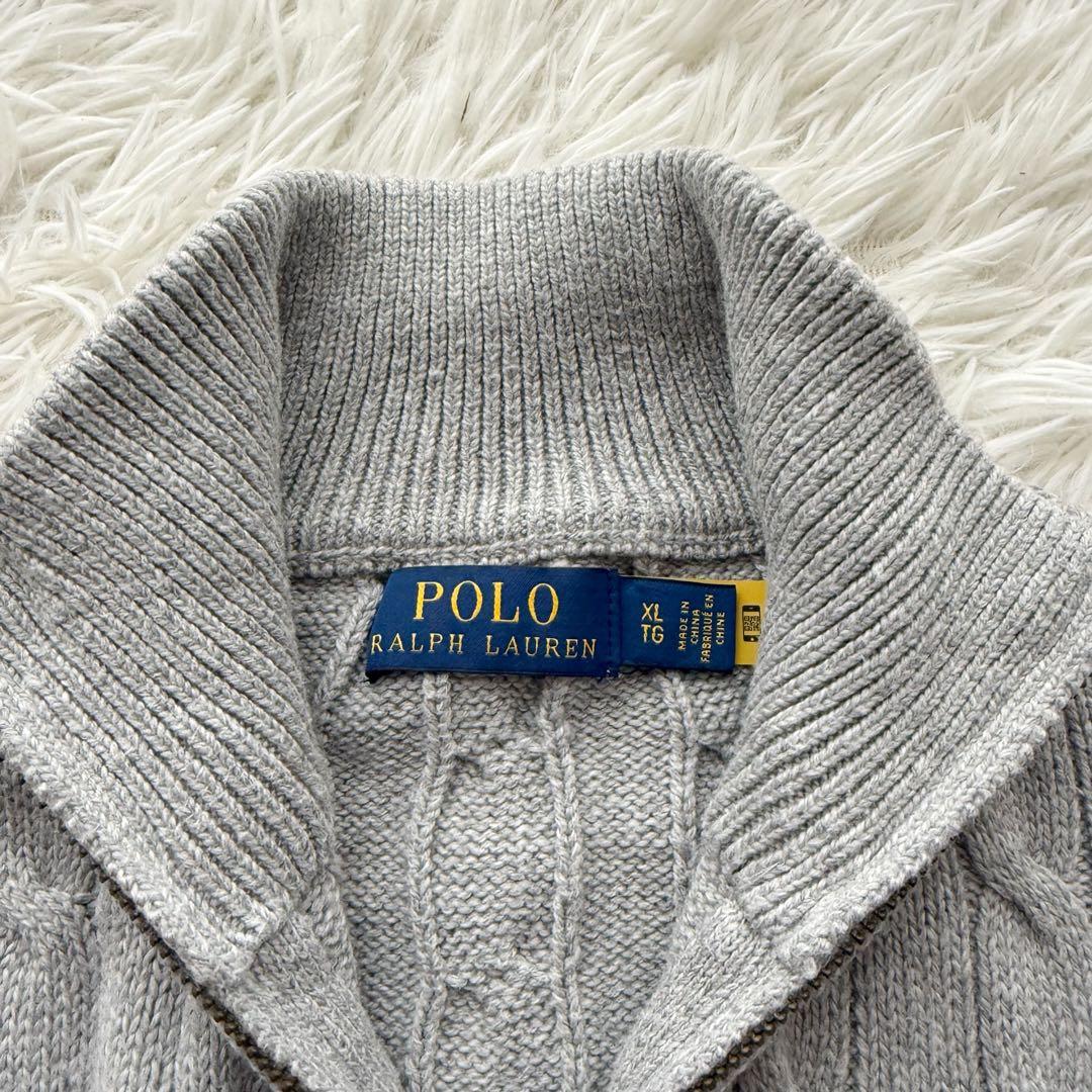 POLO RALPH LAUREN ハーフジップ ケーブルニットセーター XL