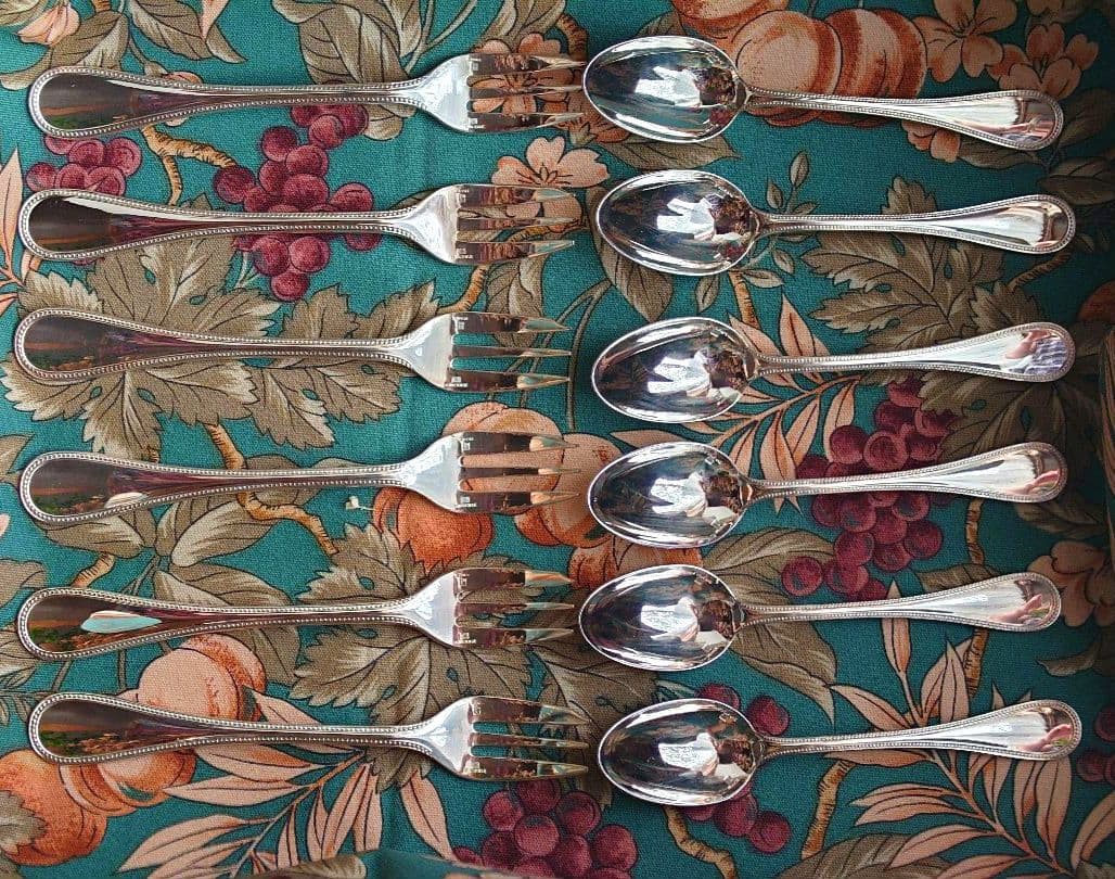 クリストフル パール コーヒースプーン6本 ケーキフォーク6本 合計12点