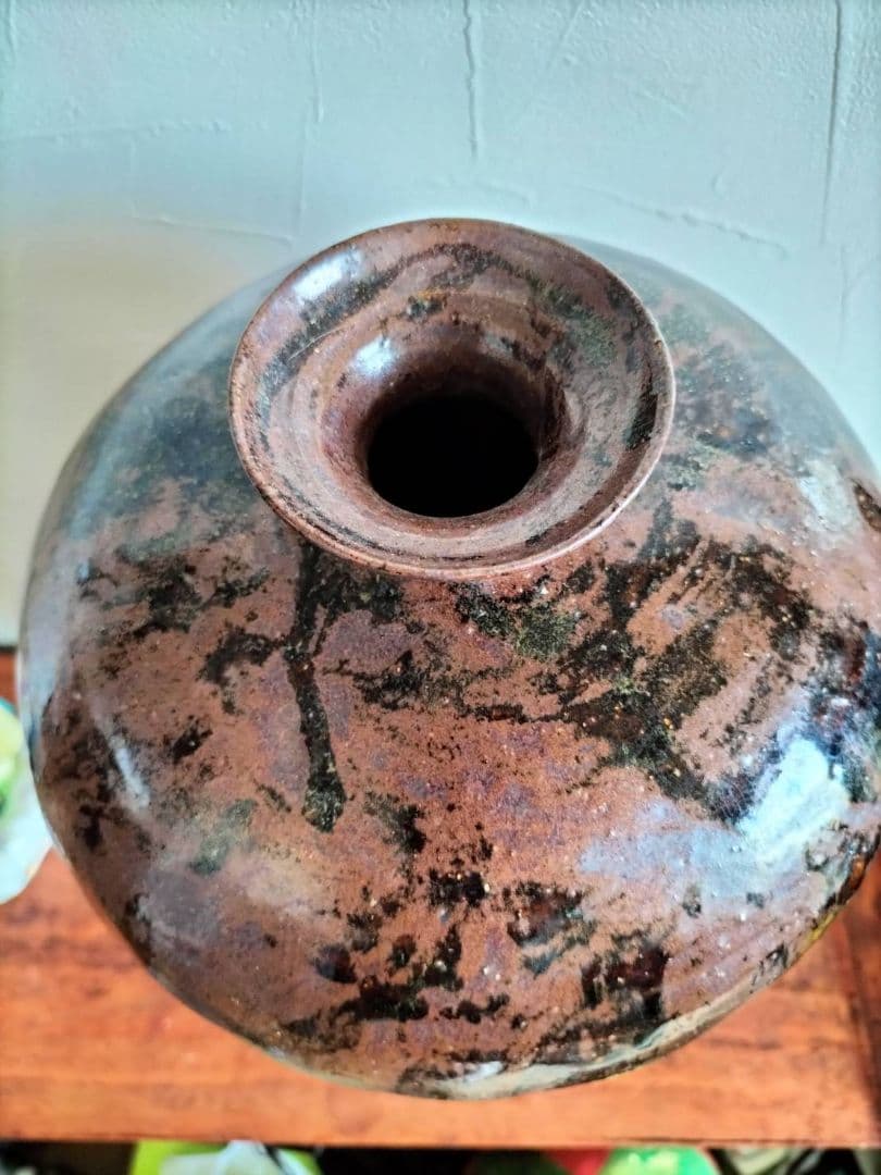 丹波焼 丹波 赤土部 鉄釉 大瓶子 瓶子 時代物 骨董品アンティーク