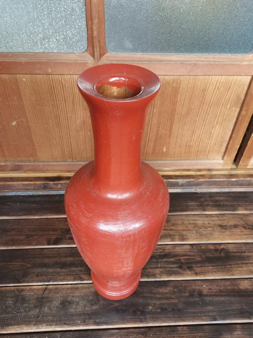朱塗　木製　大型花瓶　花生　5.5㎏