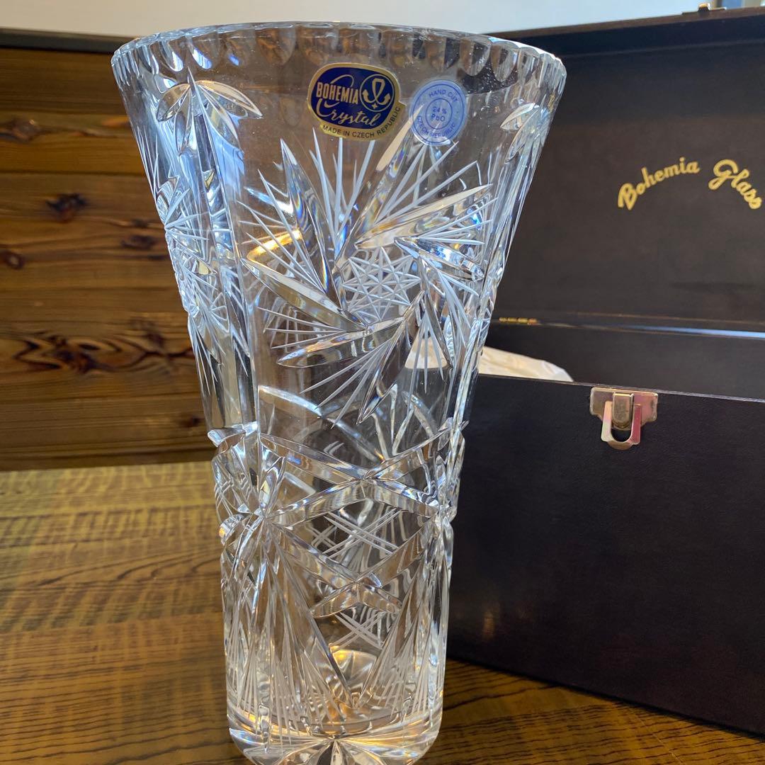 Bohemia Crystal クリスタルガラス 花瓶 高さ約26cm