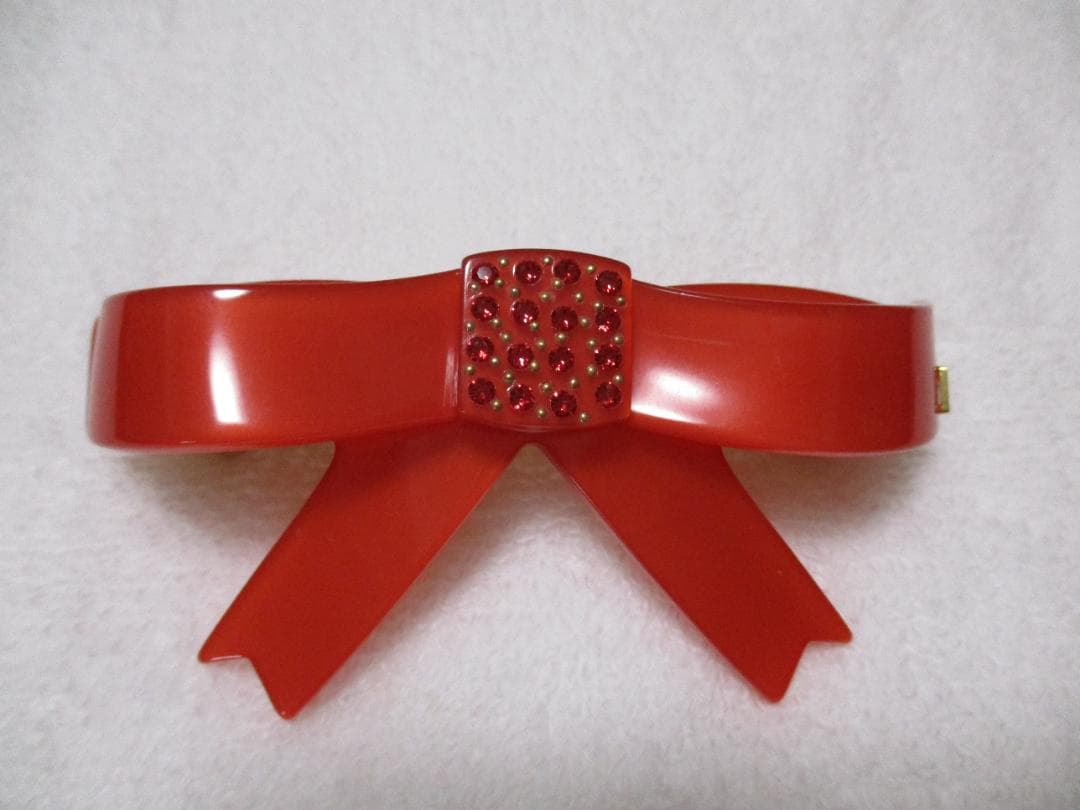 未使用自宅保管 アレクサンドルドゥパリ　リボンバレッタ　赤②　保存袋付き