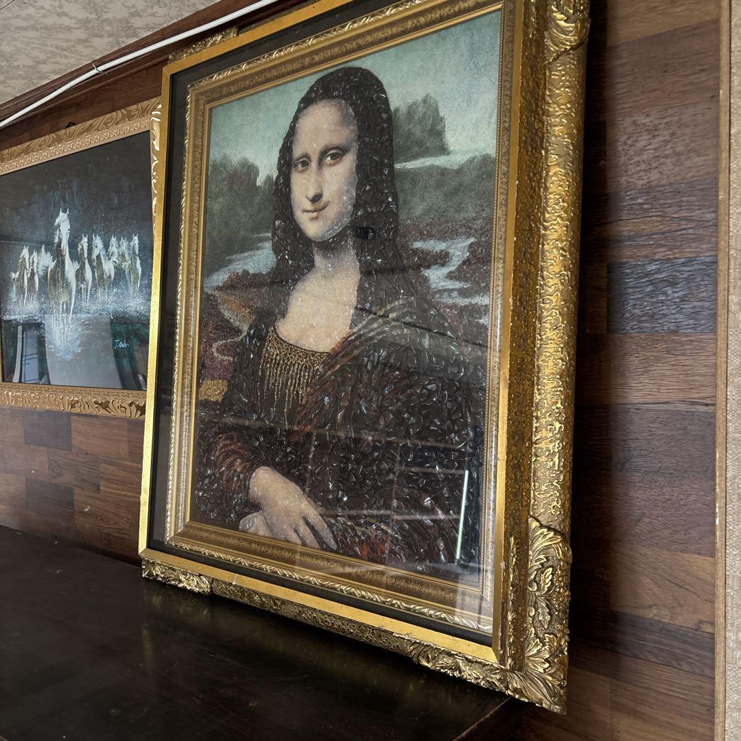 モナリザ 宝石画 絵画 金色フレーム　ストーン　希少　アンティーク