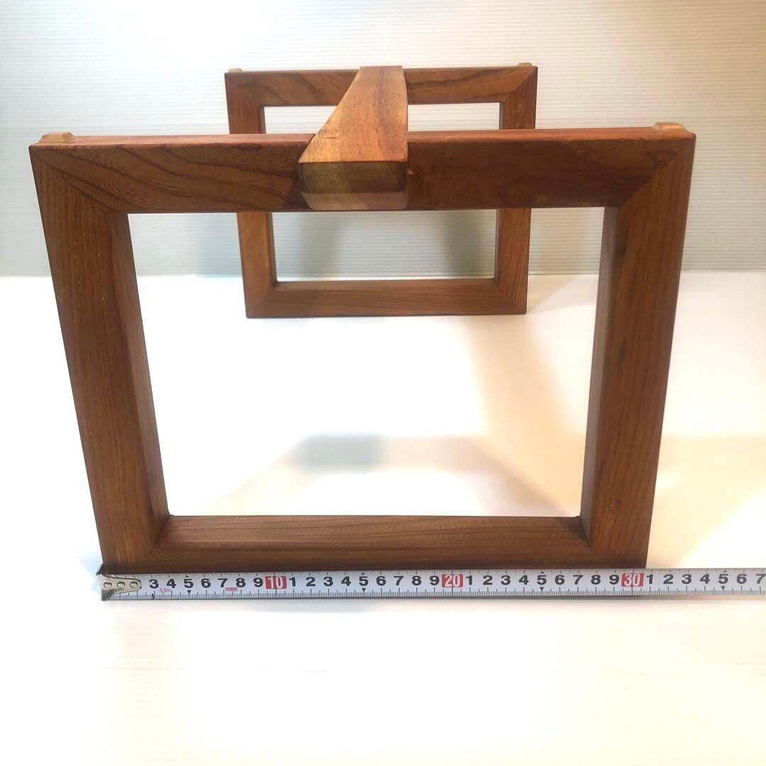 欅一枚板　座卓用木製置脚付　花台文机座卓　板サイズ約68×38×厚さ2.7cm