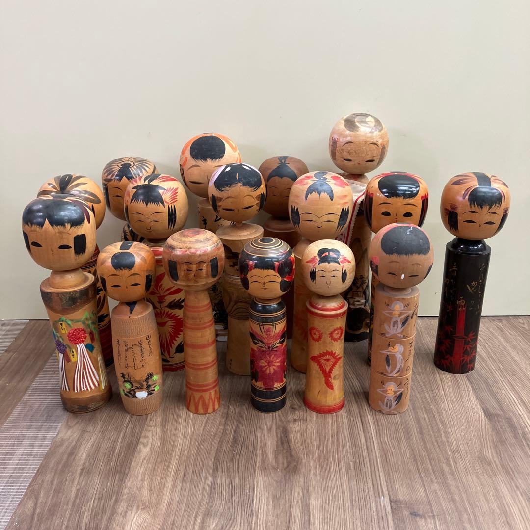 D-2 昭和レトロ 伝統こけし 創作こけし 大量 まとめ売り 16体セット 鳴子