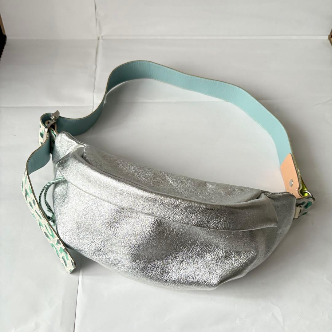 JUCO.ジュコ 日本製 レザー ウエストバッグ シルバー 本革 ハンドメイド